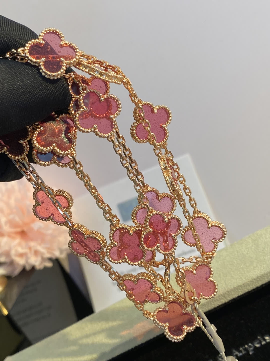 Van Cleef & Arpels Vintage Alhambra Pink Gold Necklace Van Cleef & Arpels Vintage Alhambra Pink Gold Necklace